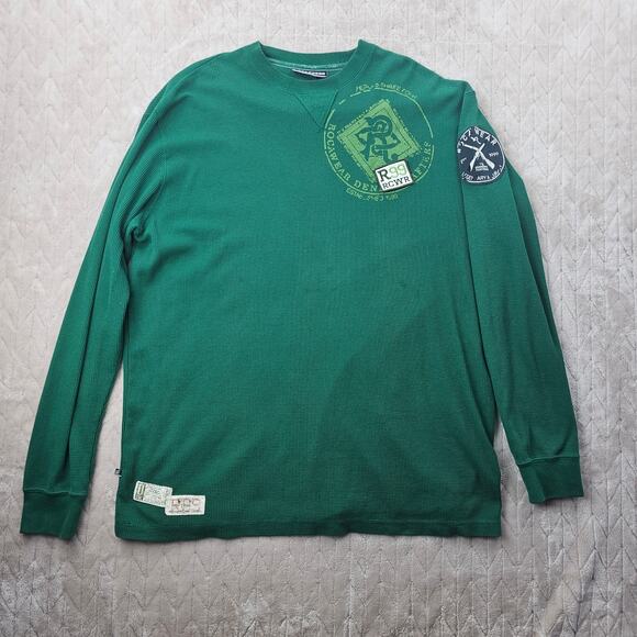 Rocawear Shirt Mens 3XL Thermal Graphic Streetwear Patched 90s Y2K Vintage - Picture 1 of 7